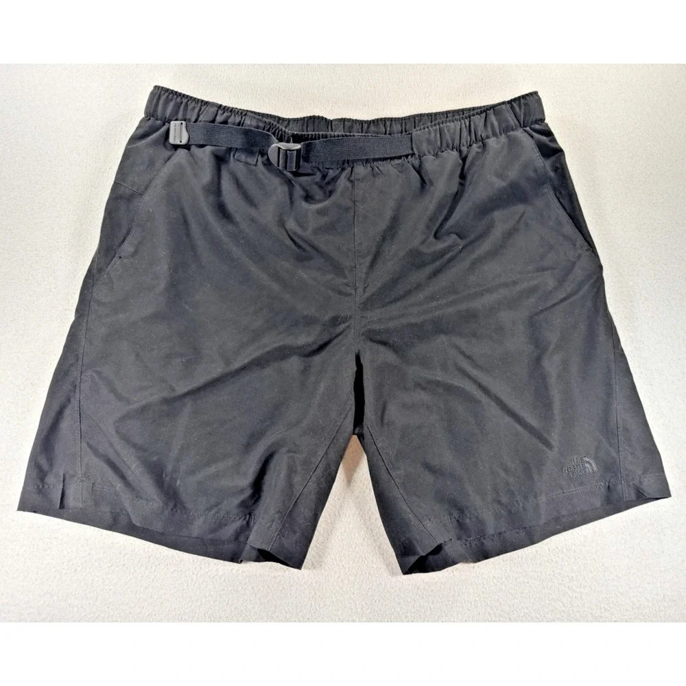 The North Face Mens Black Hiking Shorts XL Integrated Belt Mesh Lined Trail